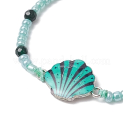 Сплав эмалированные браслеты в форме ракушки&nbsp;BJEW-JB11781
