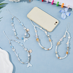 4 шт. 2 стиля цепочек для мобильных ремешков из стеклянных и пластиковых бусин&nbsp;AJEW-HS0001-28