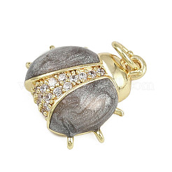 Латунные микропаве прозрачные подвески с фианитом&nbsp;KK-D409-15G