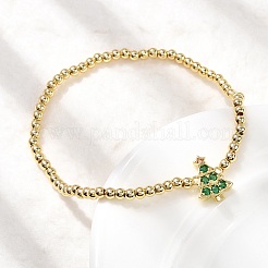 Рождественские браслеты из латуни с микропаве из кубических цирконий&nbsp;LS-BJEW-K289-01B-G