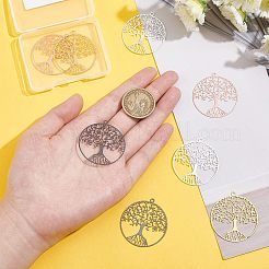 8 шт. 4-х цветные филигранные латунные подвески в виде дерева жизни&nbsp;KK-NB0002-56