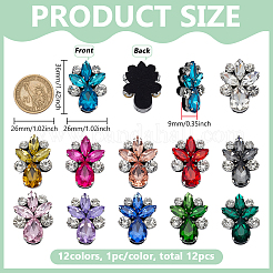 12 шт. 12-х цветные цветочные стразы с фетровыми нашивками на ткани для пришивания утюгом&nbsp;PATC-FG0003-24