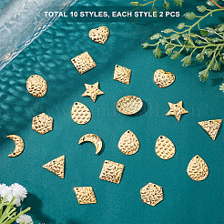 20 шт. 10-х стилевые текстурированные подвески из нержавеющей стали&nbsp;FIND-GA0002-23