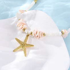 Ожерелья с подвесками из нержавеющей стали 304 в виде морской звезды&nbsp;NJEW-L465-02G