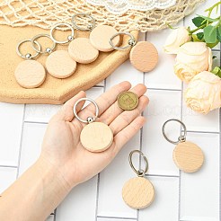 1 комплект из 20 шт. брелоков из нержавеющей стали и дерева бука&nbsp;ST-CJ0028-09