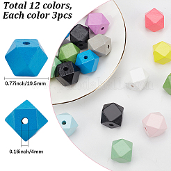 36шт 12 цвета деревянные бусины&nbsp;WOOD-SP0001-52A