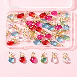 40шт 5 цвета прозрачные стеклянные подвески&nbsp;PALLOY-FS00023