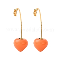 Серьги-гвоздики из латуни и смолы с фруктами&nbsp;EJEW-A140-03A-G