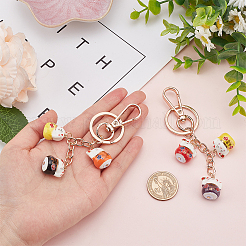 2шт 2 цвета maneki neko счастливый кот фарфоровый кулон брелок&nbsp;KEYC-OC0001-42B