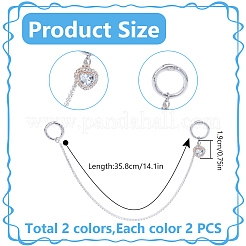 4 шт. 2 стиля цепочек для ремешков для ботинок с латунными стразами в форме сердца&nbsp;HJEW-DR00223