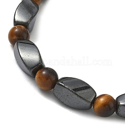 Круглый природных тигровый глаз браслеты простирания&nbsp;X-BJEW-G072-14