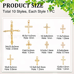 10 шт. 10 стиля латунных подвесок с микропаве из кубического циркония&nbsp;KK-GA0002-21G