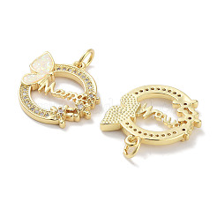 Латунные микропаве прозрачные подвески с фианитом&nbsp;KK-L213-028G