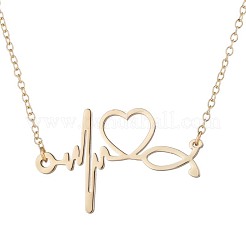 201 нержавеющая сталь стетоскоп сердцебиение кулон ожерелье для женщин&nbsp;WG4E3E7-01