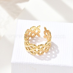 Кольца-манжеты из нержавеющей стали 304 Flower для женщин&nbsp;RJEW-Q006-03E-G