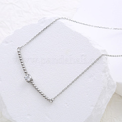 Элегантные ожерелья из нержавеющей стали с изогнутыми звеньями из кристаллов и страз для женщин&nbsp;VU0615