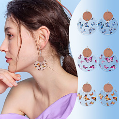 Наборы для самостоятельного изготовления плоских круглых сережек-бабочек&nbsp;DIY-TA0012-29