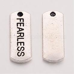 Тибетский стиль сплава прямоугольник с подвесками слов бесстрашных&nbsp;X-TIBEP-Q043-064-RS