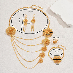 Элегантный сплав цветочных браслетов и серег и ожерелий и колец комплект для женской свадебной вечеринки&nbsp;VN7733