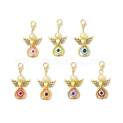 Подвесные украшения из сплава и смолы в виде ангела и сглаза&nbsp;HJEW-JM04278-01