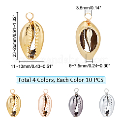 40 шт. подвески из натуральных ракушек с гальваническим покрытием 4 цветов&nbsp;SHEL-GA0001-10