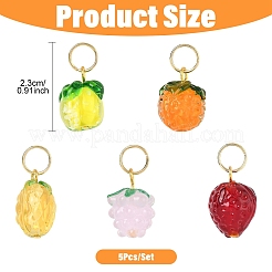 5 шт. подвески из прозрачного стекла с фруктами и ручной работы в технике лэмпворк&nbsp;PALLOY-YW00143