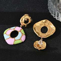 Женские серьги-гвоздики из нержавеющей стали 304 с эмалью&nbsp;EJEW-F353-01G-01