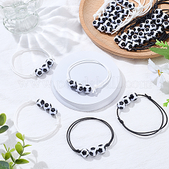 20шт 2-цветный пластиковый футбольный браслет из плетеных бусин&nbsp;BJEW-SP0001-19