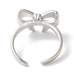 Открытые манжеты из латуни с бантом и микро-паве с прозрачным цирконием для женщин&nbsp;RJEW-C098-05P