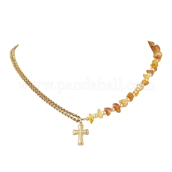 Ожерелья с подвесками-крестами из нержавеющей стали 304&nbsp;NJEW-JN05919