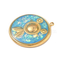 Подвески из нержавеющей стали 304 из эпоксидной смолы с натуральными ракушками и пайетками внутри&nbsp;STAS-L026-17G-F03