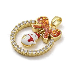 Рождественские латунные подвески с микропаве из фианита&nbsp;KK-H468-01F-02G