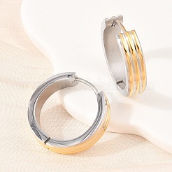 Двухцветные серьги-кольца из нержавеющей стали 304 в полоску&nbsp;EJEW-L307-03GP