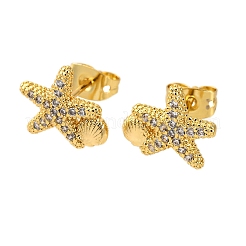 Латунные серьги из микро-паве прозрачного кубического циркония&nbsp;EJEW-D328-03G-02