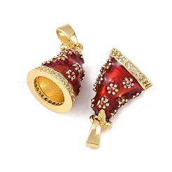 Рождественские латунные эмалевые подвески с микропаве из кубических цирконий&nbsp;KK-B161-15G-04