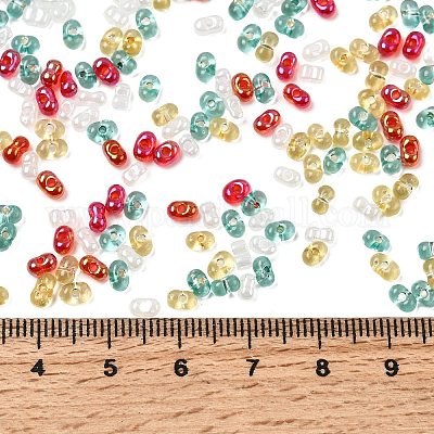 4 цвет рождественских стеклянных бусин с арахисом&nbsp;SEED-X0058-07-1