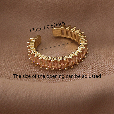 Регулируемые открытые кольца-манжеты из латуни с микропаве из кубического циркония для женщин CE9486-1-1