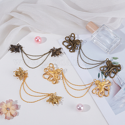 4 шт. 4 стиля брошь из сплава с подвеской в виде осьминога и пчел&nbsp;HJEW-DR00069-1