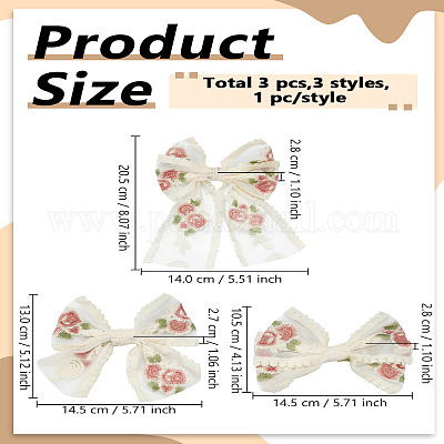 3 шт. 3 стиля заколки для волос из полиэстера с бантом&nbsp;PHAR-LP0002-41-1