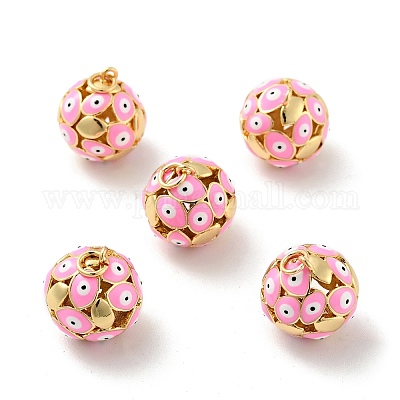 Круглые подвески с эмалью из латуни с дурным глазом KK-G419-15G-01-1