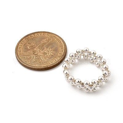 2 шт. латунные круглые кольца с бусинами RJEW-JR00909-1