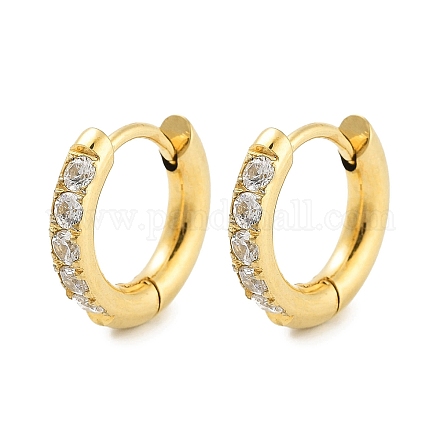 Серьги-кольца Huggie Hoop из нержавеющей стали 304 с ионным покрытием (IP) и прозрачным кубическим цирконием EJEW-C096-01C-G-1