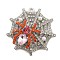 Alloy with Glass Rhinestone Pendants, Halloween Theme, Spider, 41.5x40.5x9.5mm, Hole: 2mm