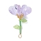 Handmade Glass Beaded Flower Pendants, with 304 Stainless Steel Loop, Faceted, Violet, 39~41x23~24.5x24~26mm, Hole: 4x2.5mm
