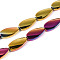 Electroplate Glass Beads Strands, Teardrop, Rainbow Plated, 26x13x5.5~7mm, Hole: 1.5mm, about 30pcs/strand, 30.12~30.51 inch(76.5~77.5cm)