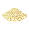 Iron Filigree Joiners, Etched Metal Embellishments, Crown Flower, Golden, 40x65.5x1mm