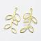 Brass Pendants, Lead Free & Cadmium Free & Nickel Free, Leaf, Raw(Unplated), 33x16x1mm, Hole: 1mm
