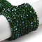 Electroplate Transparent Glass Beads Strands, Faceted, Round, Rainbow Plated, Dark Green, 4mm, Hole: 0.7mm, about 87~93pcs/strand, 32~33cm
