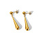 Elegant Teardrop 304 Stainless Steel Stud Earrings, Real 18K Gold Plated, 23.5x5.7x5.9mm
