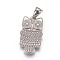 Tarnish Resistant 304 Stainless Steel Pendants, Owl, Stainless Steel Color, 34.5x18.5x3mm, Hole: 4.5x8.5mm